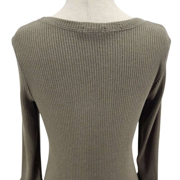 LAmade Womens Small Dress Ribbed Knit Green Scoop Neck Fitted Party - Picture 5 of 8